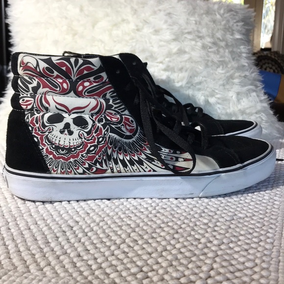 skull vans high tops